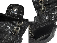 Load image into Gallery viewer, 極美品 CHANEL シャネル デカマトラッセ32 Sフラップ Wチェーンショルダーバッグ 12番台 ココマーク スパンコール シルバー金具 中古 4b007366