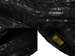 極美品 CHANEL シャネル デカマトラッセ32 Sフラップ Wチェーンショルダーバッグ 12番台 ココマーク スパンコール シルバー金具 中古 4b007366