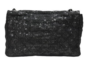 極美品 CHANEL シャネル デカマトラッセ32 Sフラップ Wチェーンショルダーバッグ 12番台 ココマーク スパンコール シルバー金具 中古 4b007366