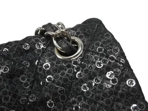 極美品 CHANEL シャネル デカマトラッセ32 Sフラップ Wチェーンショルダーバッグ 12番台 ココマーク スパンコール シルバー金具 中古 4b007366