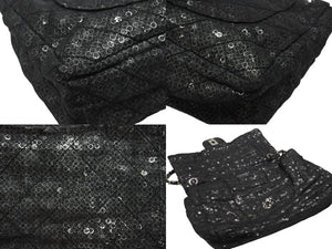 極美品 CHANEL シャネル デカマトラッセ32 Sフラップ Wチェーンショルダーバッグ 12番台 ココマーク スパンコール シルバー金具 中古 4b007366