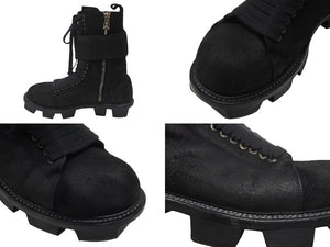 極美品 CHROME HEARTS クロムハーツ x RICK OWENS リックオウエンス アーミーブーツ サイズ43 ダガージップ CHプラス装飾 中古 4b007369