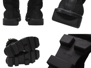 極美品 CHROME HEARTS クロムハーツ x RICK OWENS リックオウエンス アーミーブーツ サイズ43 ダガージップ CHプラス装飾 中古 4b007369