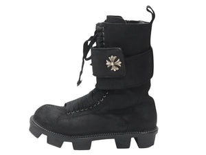 極美品 CHROME HEARTS クロムハーツ x RICK OWENS リックオウエンス アーミーブーツ サイズ43 ダガージップ CHプラス装飾 中古 4b007369