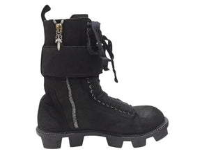 極美品 CHROME HEARTS クロムハーツ x RICK OWENS リックオウエンス アーミーブーツ サイズ43 ダガージップ CHプラス装飾 中古 4b007369