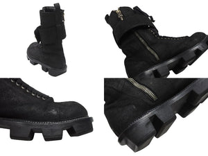 極美品 CHROME HEARTS クロムハーツ x RICK OWENS リックオウエンス アーミーブーツ サイズ43 ダガージップ CHプラス装飾 中古 4b007369