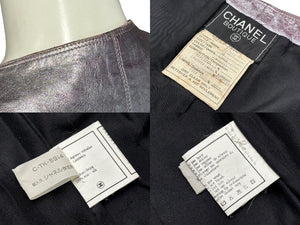 CHANEL シャネル ココマークボタン ベスト P03671 96P 1996年 スプリングコレクション ラムスキン メタリックパープル 38 美品 中古 4b007375
