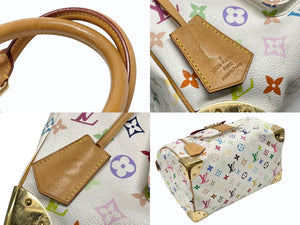 LOUIS VUITTON ルイヴィトン スピーディ30 ハンドバッグ M92643 モノグラム マルチカラー 村上隆 ホワイト 美品 中古 4b007377