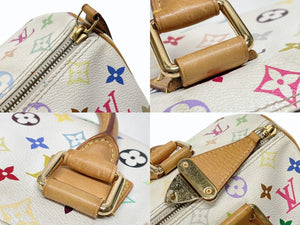 LOUIS VUITTON ルイヴィトン スピーディ30 ハンドバッグ M92643 モノグラム マルチカラー 村上隆 ホワイト 美品 中古 4b007377