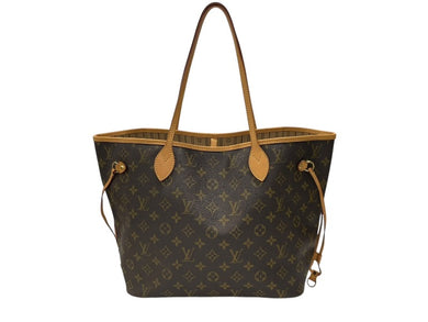 極美品 LOUIS VUITTON ルイヴィトン モノグラム ネヴァーフルMM トートバッグ M40156 ブラウン PVC ヌメ革 ゴールド金具 中古 4b007378