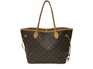 極美品 LOUIS VUITTON ルイヴィトン モノグラム ネヴァーフルMM トートバッグ M40156 ブラウン PVC ヌメ革 ゴールド金具 中古 4b007378