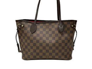 極美品 LOUIS VUITTON ルイヴィトン ネヴァーフルPM ハンドバッグ N51109 ダミエキャンバス ブラウン ゴールド金具 中古 4b007380