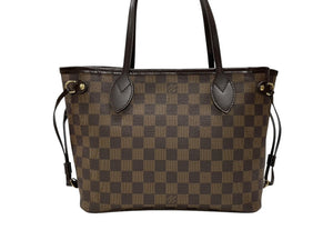 極美品 LOUIS VUITTON ルイヴィトン ネヴァーフルPM ハンドバッグ N51109 ダミエキャンバス ブラウン ゴールド金具 中古 4b007380