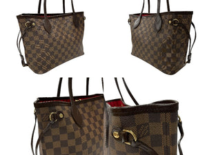 極美品 LOUIS VUITTON ルイヴィトン ネヴァーフルPM ハンドバッグ N51109 ダミエキャンバス ブラウン ゴールド金具 中古 4b007380