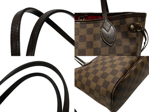 極美品 LOUIS VUITTON ルイヴィトン ネヴァーフルPM ハンドバッグ N51109 ダミエキャンバス ブラウン ゴールド金具 中古 4b007380