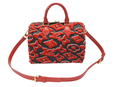 新品同様 LOUIS VUITTON × UF ルイヴィトン × ウルス フィッシャー スピーディバンドリエール25 ハンドバッグ M45552 レッド 中古 4b007384