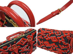 新品同様 LOUIS VUITTON × UF ルイヴィトン × ウルス フィッシャー スピーディバンドリエール25 ハンドバッグ M45552 レッド 中古 4b007384