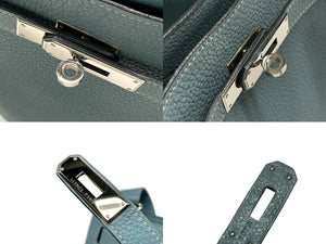 極美品 HERMES エルメス ソーケリー22 ショルダーバッグ □M刻印 トリヨンクレマンス ブルーリン パラジウム金具 中古 4b007385