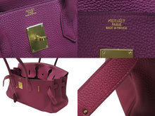 Load image into Gallery viewer, HERMES エルメス ショルダーバーキン ハンドバッグ トリヨンクレマンス トスカ パープル □P刻印 SV金具 2009年 ゴルチェ期 美品 中古 4b007386