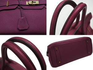 HERMES エルメス ショルダーバーキン ハンドバッグ トリヨンクレマンス トスカ パープル □P刻印 SV金具 2009年 ゴルチェ期 美品 中古 4b007386