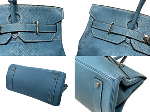 HERMES エルメス ショルダーバーキン ハンドバッグ トリヨンクレマンス ブルージーン □I刻印 SV金具 2005年 ゴルチェ期 美品 中古 4b007387