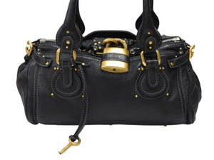 極美品 Chloe クロエ ハンドバッグ パディントン ワンショルダーバッグ ブラック レザー B19FG0 ゴールド金具 中古 4b007388