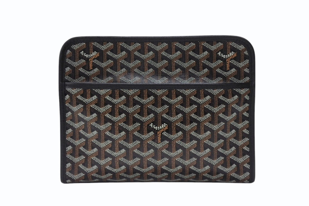新品同様 GOYARD ゴヤール ジュバンス MM ポーチ クラッチバッグ ブラック PVC レザー JOUVENGMLTY01CL01P 中古 4b007389