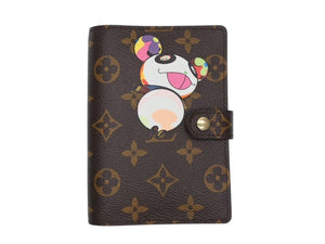 極美品 LOUIS VUITTON ルイヴィトン 手帳カバー アジェンダPM モノグラムパンダ 村上隆 R20011 ブラウン マルチカラー 中古 4b004640