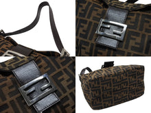 Load image into Gallery viewer, FENDI フェンディ マンマバケット ワンショルダーバッグ ズッカ柄 キャンバス レザー ブラウン シルバー金具 美品 中古 4b007932