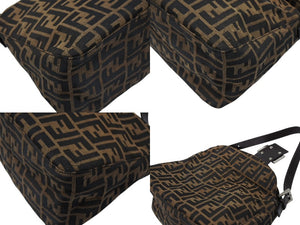 FENDI フェンディ マンマバケット ワンショルダーバッグ ズッカ柄 キャンバス レザー ブラウン シルバー金具 美品 中古 4b007932