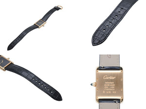 新品同様 Cartier カルティエ タンクルイカルティエ LMサイズ WGTA0091 オニキス ブラック 文字盤 時計 中古 4b007392