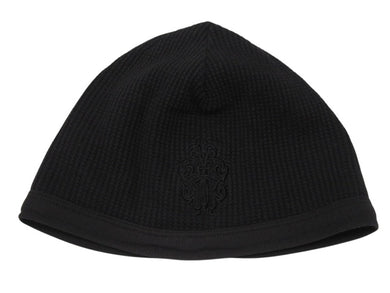 CHROME HEARTS クロムハーツ サーマルニット帽 ビーニー ヴィンダガーロゴ コットン ブラック ホワイト 美品 中古 4b007393