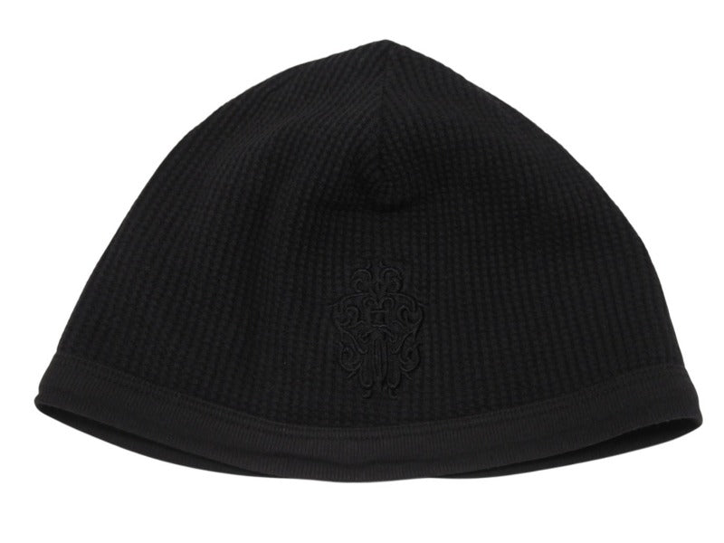 CHROME HEARTS クロムハーツ サーマルニット帽 ビーニー ヴィンダガーロゴ コットン ブラック ホワイト 美品 中古 4b007393