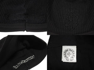 CHROME HEARTS クロムハーツ サーマルニット帽 ビーニー ヴィンダガーロゴ コットン ブラック ホワイト 美品 中古 4b007393