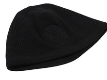Load image into Gallery viewer, CHROME HEARTS クロムハーツ サーマルニット帽 ビーニー クロス ロゴ コットン ブラック ホワイト 美品 中古 4b007394