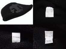 Load image into Gallery viewer, 極美品 CHROME HEARTS クロムハーツ BSフレア レザーパッチ ニットキャップ BSフレア ボタン ビーニー カシミヤ ブラック ONE SIZE 中古 4b007395