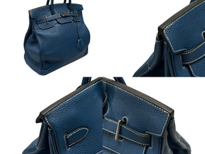 新品同様 HERMES エルメス ハンドバッグ オータクロア40 ブルータラサ ◽︎G刻印 トゴ パラジウム金具 中古 4b007398