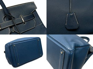 新品同様 HERMES エルメス ハンドバッグ オータクロア40 ブルータラサ ◽︎G刻印 トゴ パラジウム金具 中古 4b007398