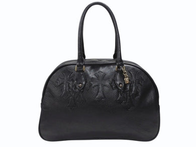 新品同様 CHROME HEARTS クロムハーツ 新型 ジムバッグ ミディアム ハンドバッグ セメタリークロスパッチ 14パッチ ブラック 中古 4b007404