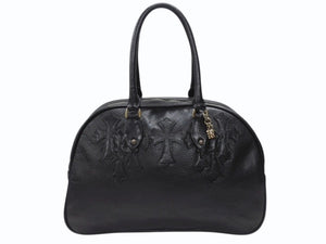 新品同様 CHROME HEARTS クロムハーツ 新型 ジムバッグ ミディアム ハンドバッグ セメタリークロスパッチ 14パッチ ブラック 中古 4b007404