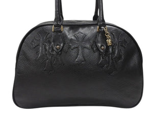 新品同様 CHROME HEARTS クロムハーツ 新型 ジムバッグ ミディアム ハンドバッグ セメタリークロスパッチ 14パッチ ブラック 中古 4b007404