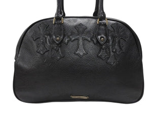 新品同様 CHROME HEARTS クロムハーツ 新型 ジムバッグ ミディアム ハンドバッグ セメタリークロスパッチ 14パッチ ブラック 中古 4b007404