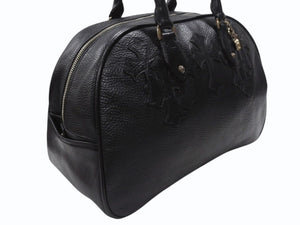 新品同様 CHROME HEARTS クロムハーツ 新型 ジムバッグ ミディアム ハンドバッグ セメタリークロスパッチ 14パッチ ブラック 中古 4b007404