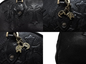 新品同様 CHROME HEARTS クロムハーツ 新型 ジムバッグ ミディアム ハンドバッグ セメタリークロスパッチ 14パッチ ブラック 中古 4b007404