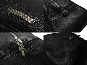新品同様 CHROME HEARTS クロムハーツ 新型 ジムバッグ ミディアム ハンドバッグ セメタリークロスパッチ 14パッチ ブラック 中古 4b007404