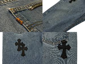 極美品 CHROME HEARTS クロムハーツ LEVI'S 517 リーバイス 517 セメタリークロスパッチデニム ジーンズ サイズ32 15パッチ 中古 4b007406