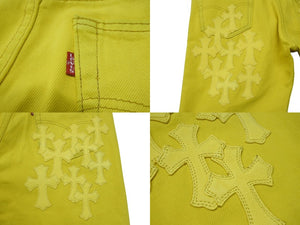極美品 CHROME HEARTS クロムハーツ LEVI'S リーバイス 501 セメタリークロスパッチデニム ジーンズ サイズ31 35パッチ 中古 4b007408