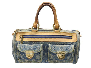 LOUISVUITTON ルイヴィトン ネオスピーディ ハンドバッグ M95019 モノグラム デニム インディゴブルー ゴールド金具 美品 中古 4b007413