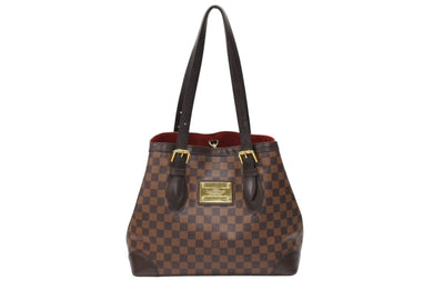 LOUIS VUITTON ルイヴィトン ハムステッドMM トートバッグ N51204 ダミエ エベヌ ブラウン PVC ダミエキャンバス 美品 中古 4b007414
