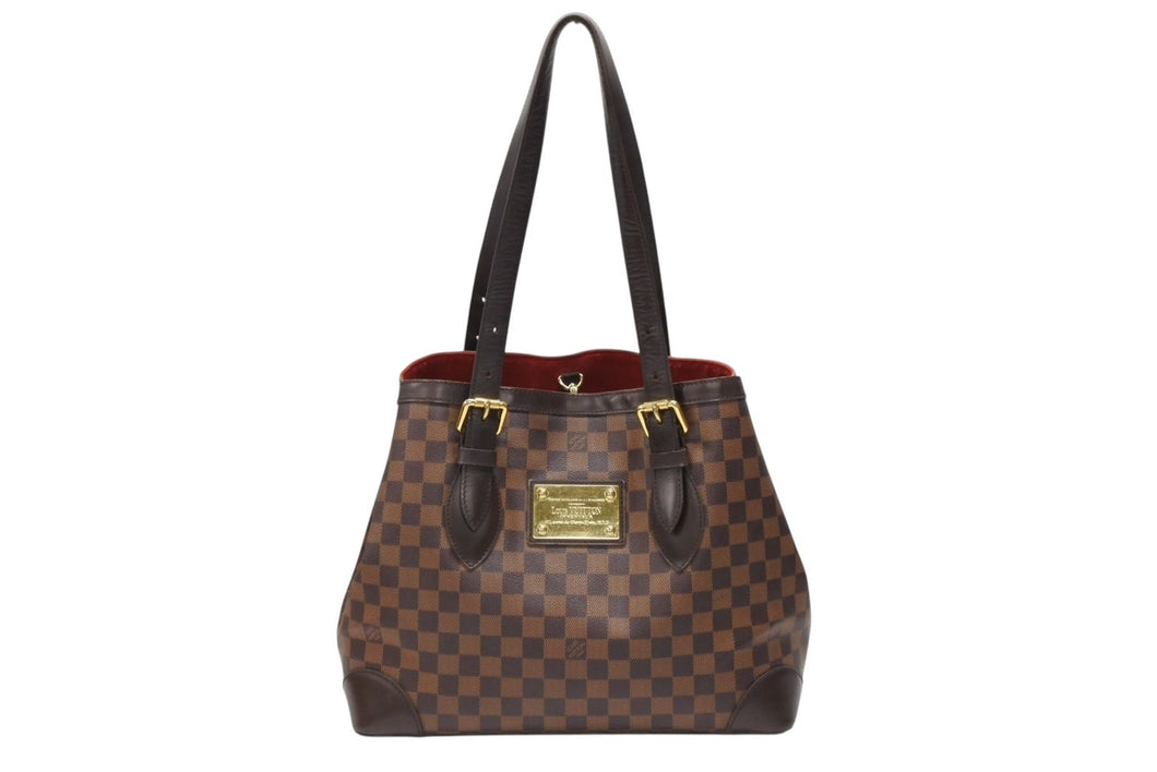 LOUIS VUITTON ルイヴィトン ハムステッドMM トートバッグ N51204 ダミエ エベヌ ブラウン PVC ダミエキャンバス 美品 中古 4b007414
